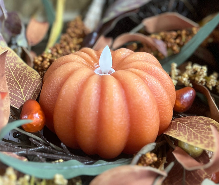 Orange Pumpkin Carved Moving Flame 4.5" x 2.75"