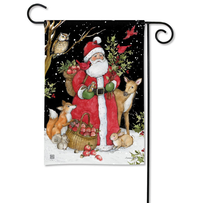Garden Flag - Forest Animals with Santa