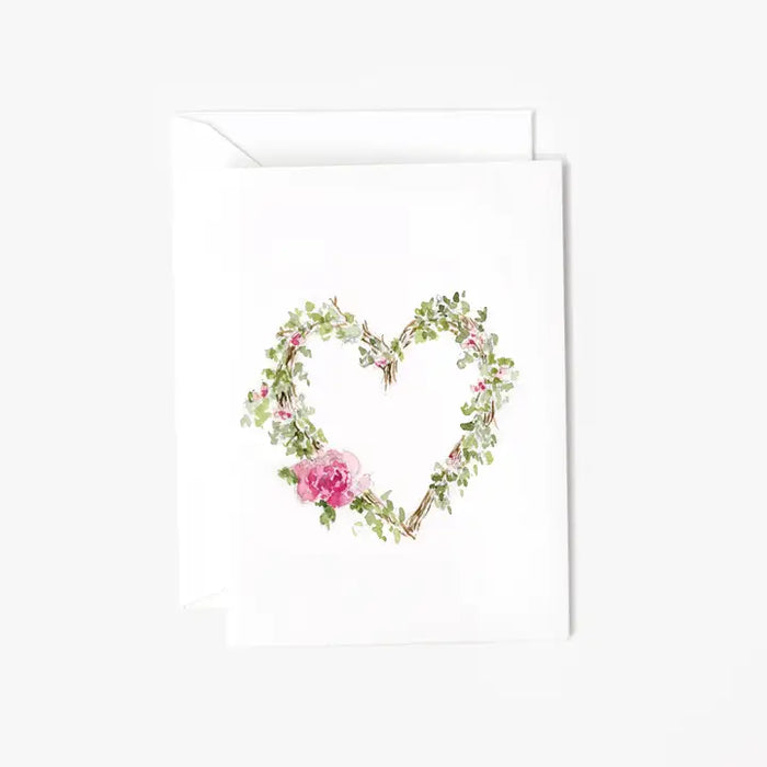 Watercolor Mini Notecards Heart Wreath