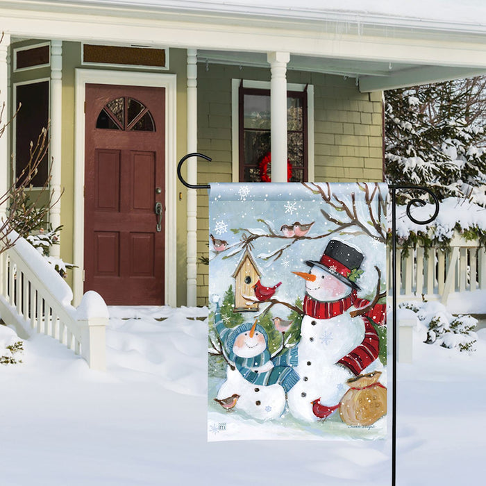 Garden Flag - Snowmen Birds