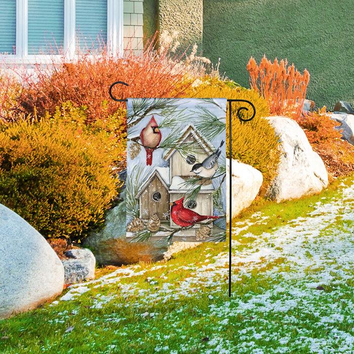 Garden Flag - Winter Bird Houses