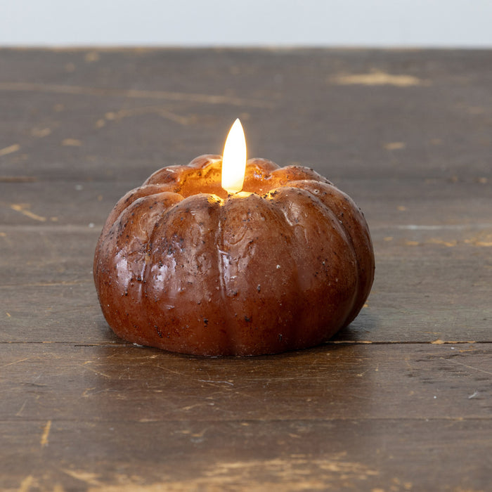 3" Bronze 3D Flame Short Pumpkin Candle