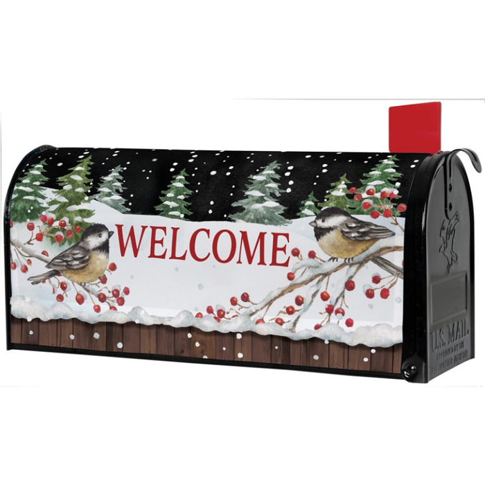 Mailbox Cover - Chickadee Winter