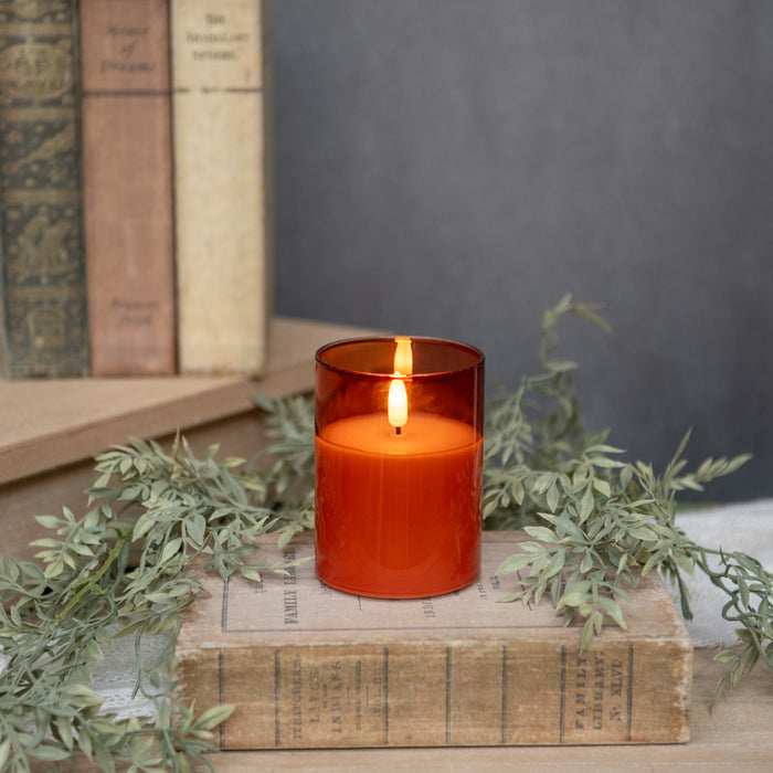 4" Sienna Glass 3D Flame Candle
