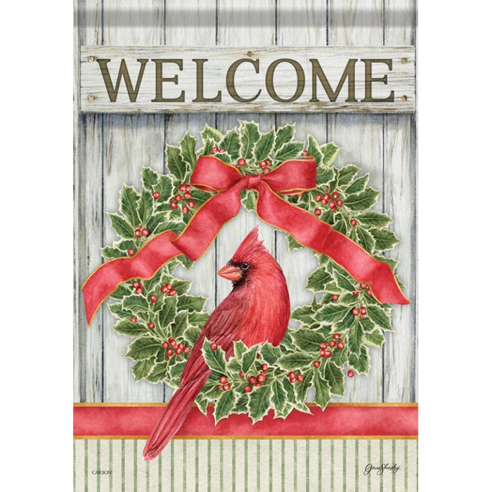 Standard Flag - Rustic Cardinal Wreath