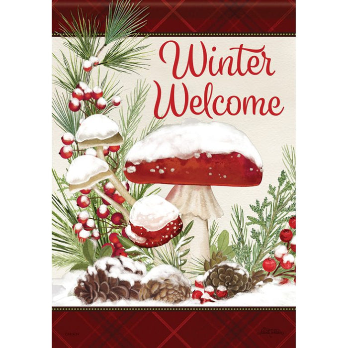 Garden Flag - Winter Mushroom