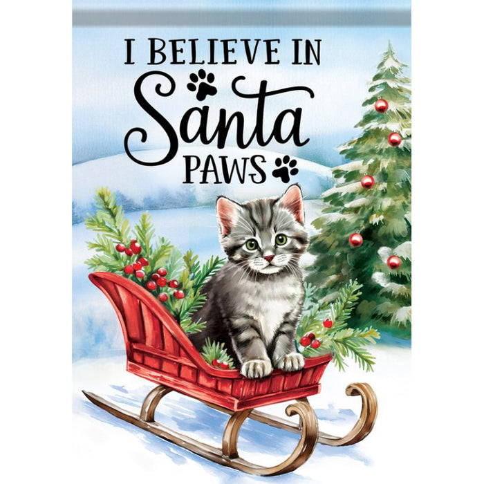Garden Flag - Santa Paws Kitten
