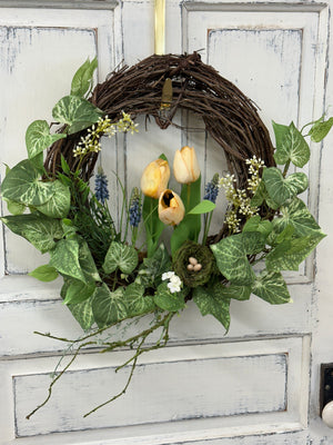 Spring Flower Wreath with Nest