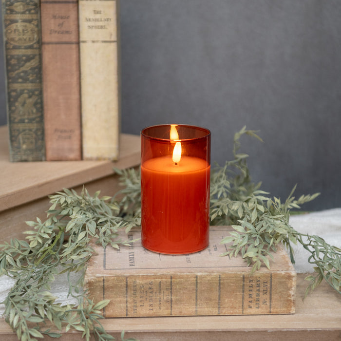 5" Sienna Glass 3D Flame Candle