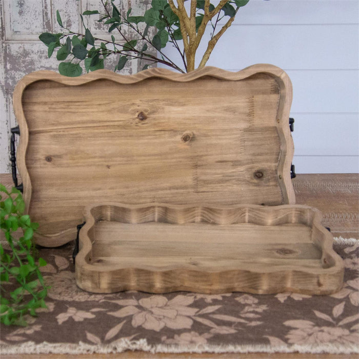 Scalloped Wood Tray LG