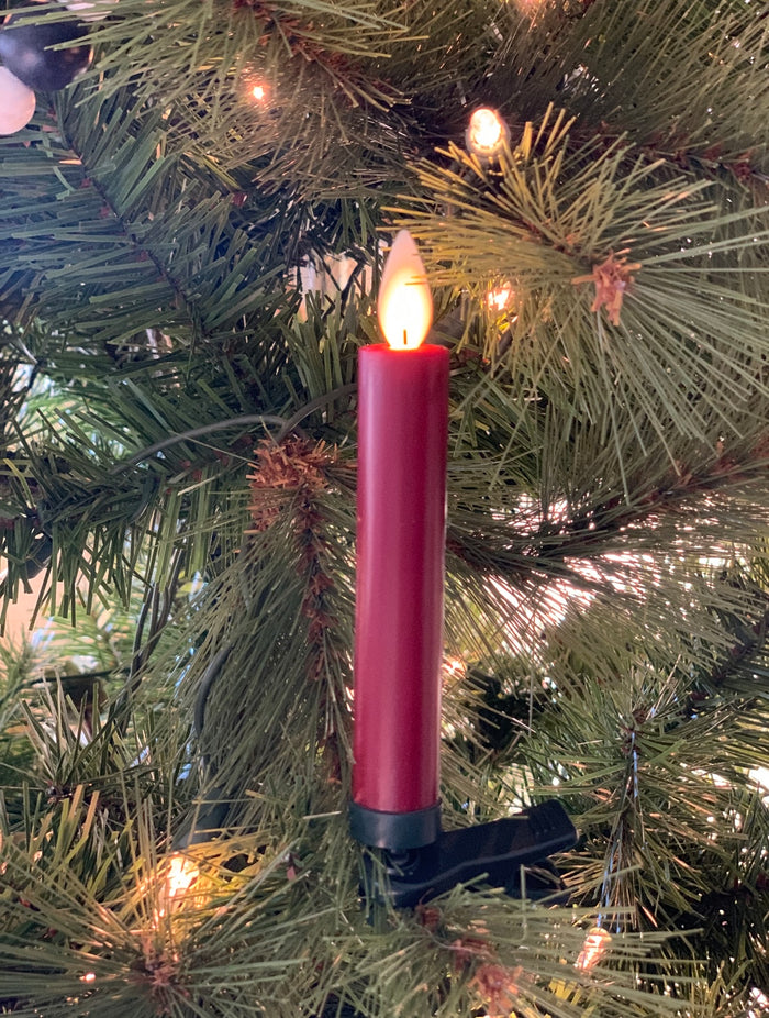 Moving Flameless Taper Candle with Stand & Clip - Red