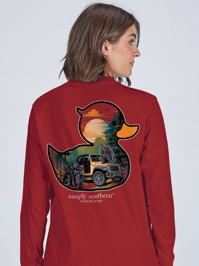 Simply Southern LS Tee - Duck Bears Carmine