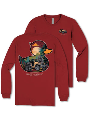 Simply Southern LS Tee - Duck Bears Carmine