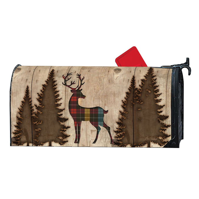 Mailbox Cover - Plaid Deer Silhouette
