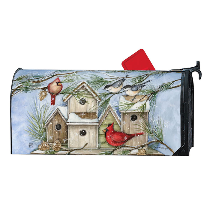 Mailbox Cover - Winter Bird Houses