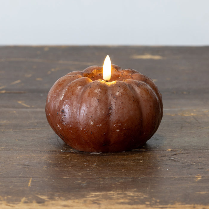 3.5" Bronze 3D Flame Short Pumpkin Candle