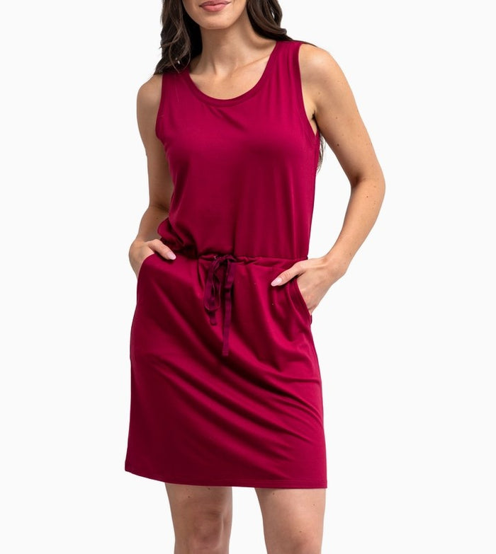 Napa Drawstring Dress-Crimson
