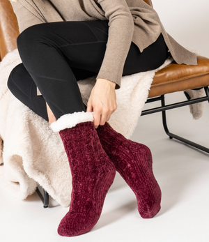 Beyond Soft Slipper Socks Wine