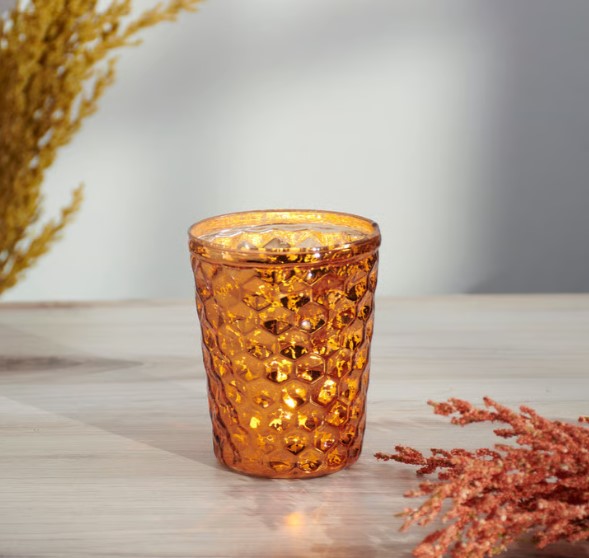 Amber Glass Candle Holder