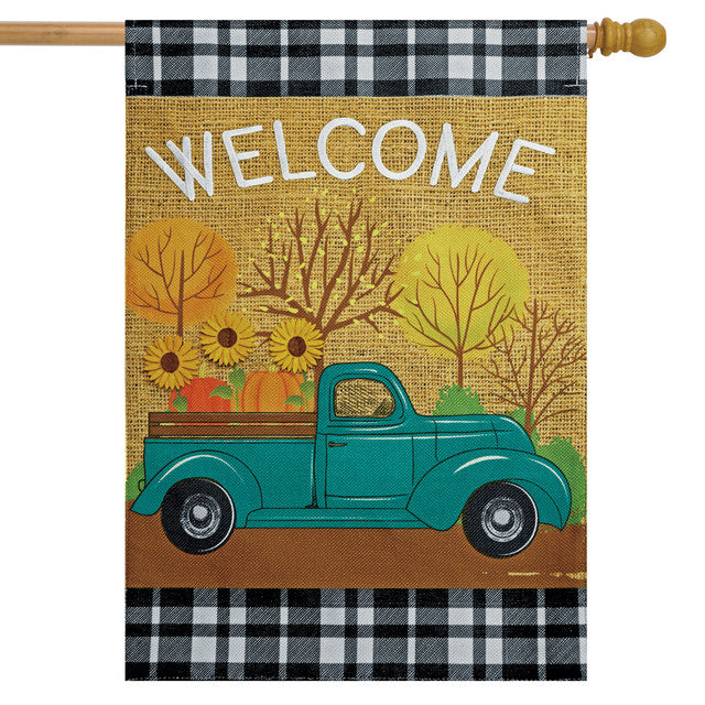 Standard Flag - Autumn Pickup Truck Burlap