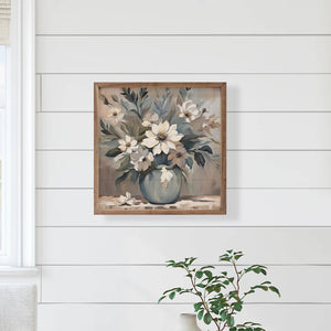 Blue and Tan Florals Wall Art