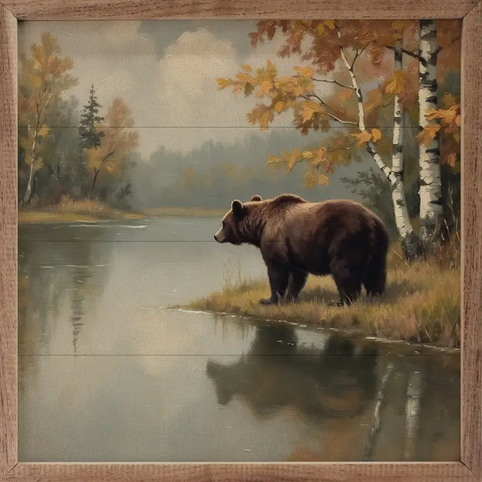 Brown Bear at Mountain Lake Wall Art