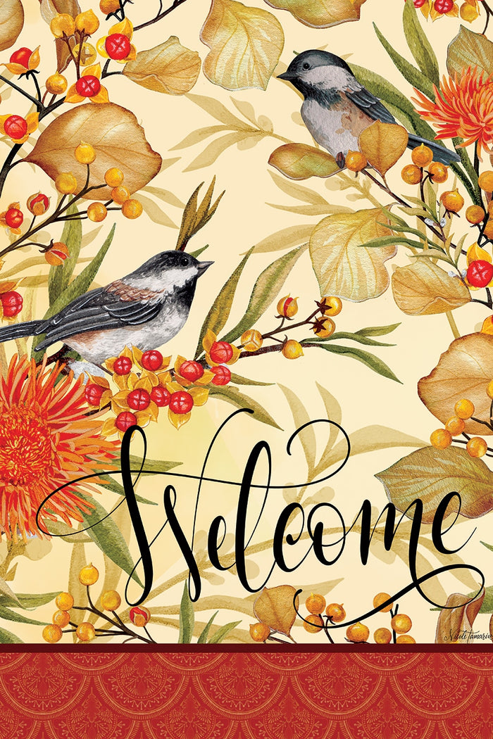 Standard Flag - Chickadees and Berries