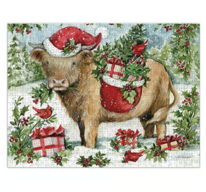 Lang 500 Piece Puzzle - Holiday Highland Cow