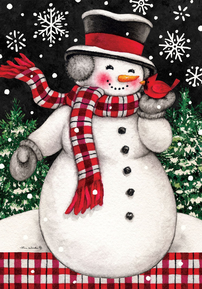 Standard Flag - Snowman and Cardinal