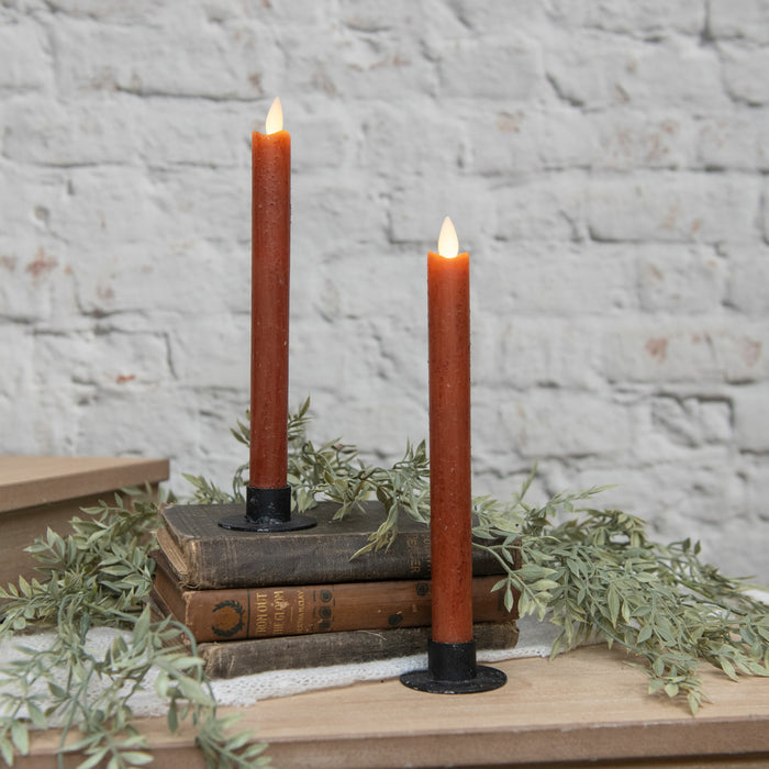 9.5" Moving Flame Bronze Taper Candle (Set 2)