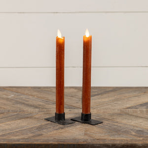 9.5" Moving Flame Bronze Taper Candle (Set 2)