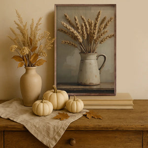 Wheat in White Vase Wall Art