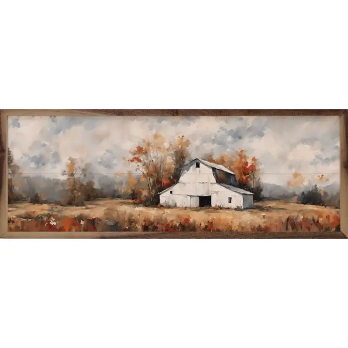 White Barn In Fall Wall Art
