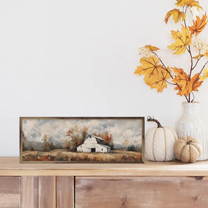 White Barn In Fall Wall Art