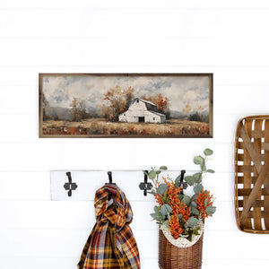White Barn In Fall Wall Art