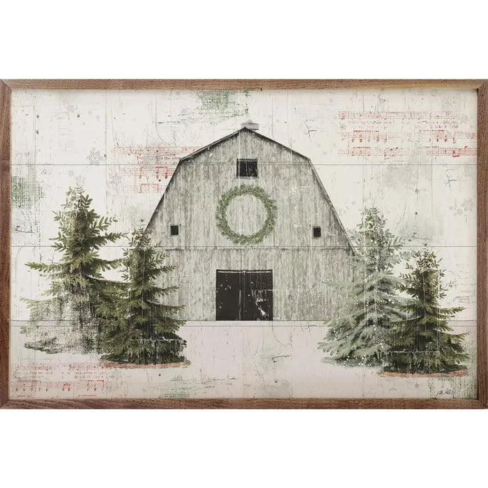 Wooded Holiday Barn I Wall Art