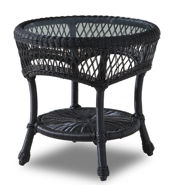 Wicker Side Table -Ebony