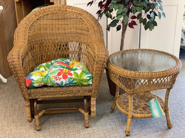 Wicker Side Table -Antique